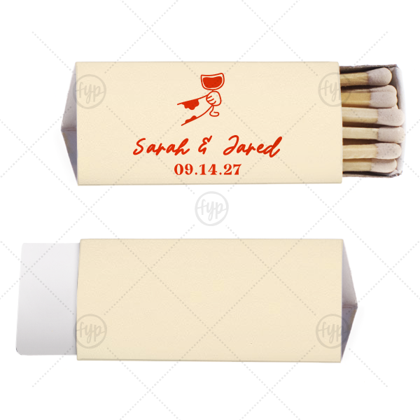 Toasting Hands Wedding Matches Triangle Matchbox (Foil)