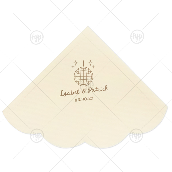 Groovy Glitz Wedding Napkin Scalloped Luncheon Napkin (Foil)