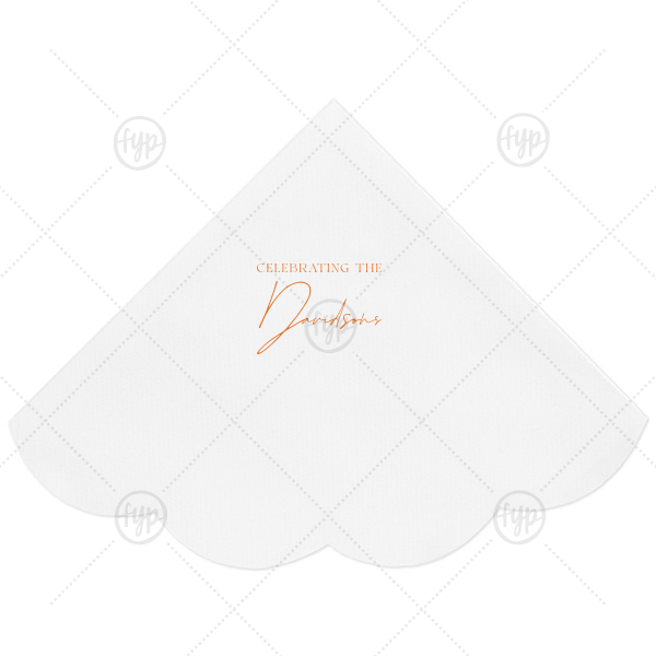Boho Terracotta Wedding Celebration Napkin Scalloped Luncheon Napkin (Foil)