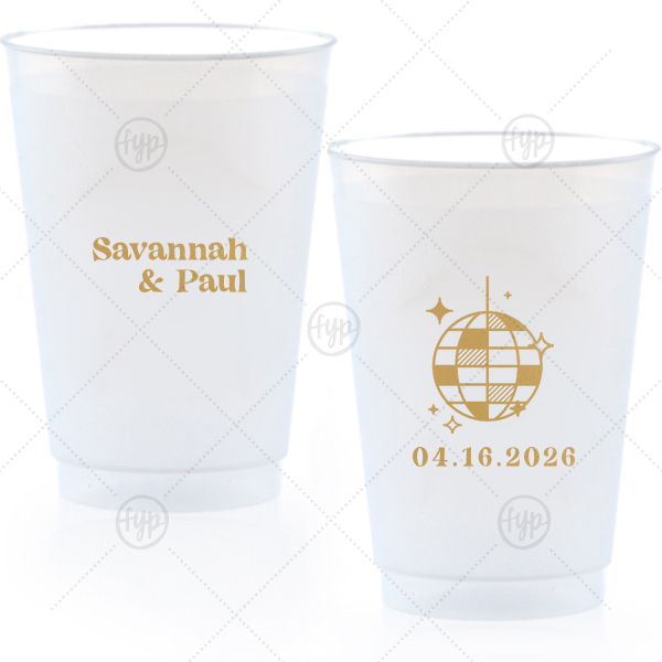 Retro Wedding Disco Ball Cup 20-oz. Frosted Cup (Ink)