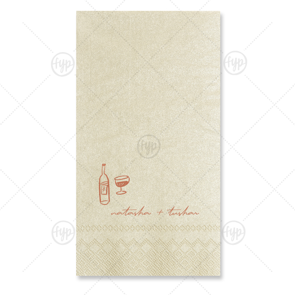 Boho Terracotta Line Art Wedding Guest Hand Towel Guest Hand Towel (Foil)