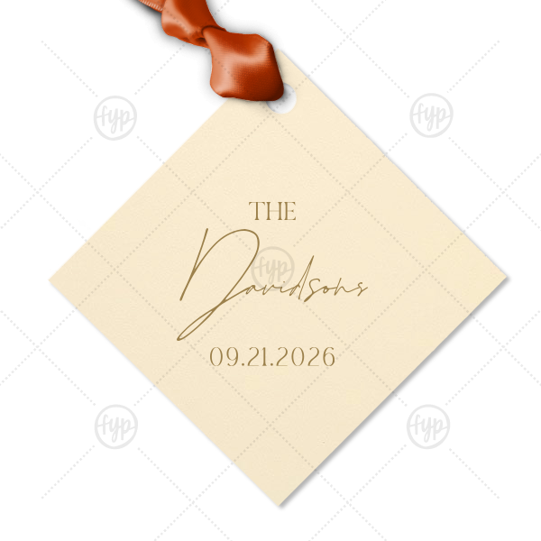 Boho Terracotta Wedding Date Gift Tag Letterpress Diamond Gift Tag