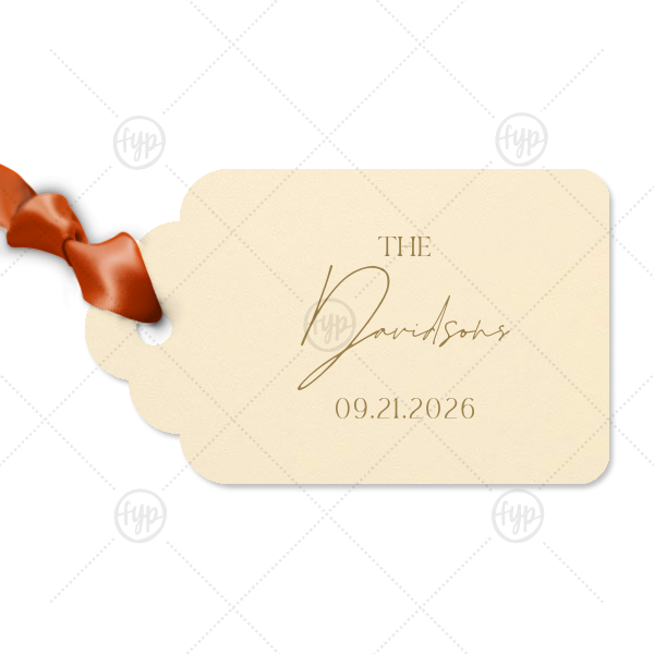 Boho Terracotta Wedding Date Gift Tag Round Arch Gift Tag (Letterpress)