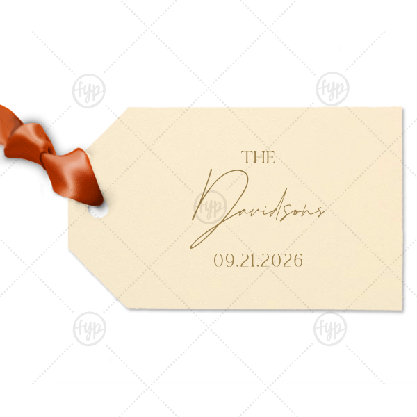 Boho Terracotta Wedding Date Gift Tag Luggage Gift Tag (Letterpress)