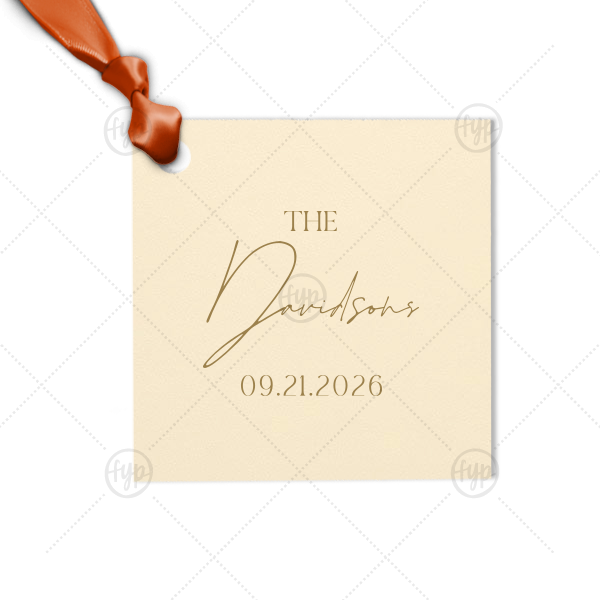 Boho Terracotta Wedding Date Gift Tag Letterpress Square Gift Tag
