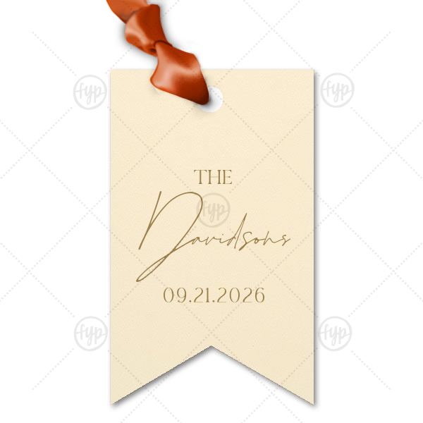 Boho Terracotta Wedding Date Gift Tag Double Point Gift Tag (Letterpress)