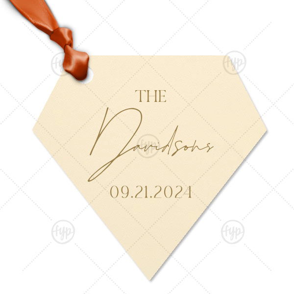 Boho Terracotta Wedding Date Gift Tag Letterpress Diamond Jewel Gift Tag