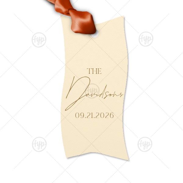 Boho Terracotta Wedding Date Gift Tag Letterpress Large Wave Gift Tag