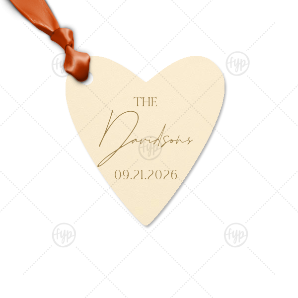 Boho Terracotta Wedding Date Gift Tag Large Heart Gift Tag (Letterpress)