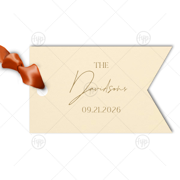 Boho Terracotta Wedding Date Gift Tag Double Point Gift Tag (Letterpress)