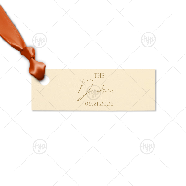 Boho Terracotta Wedding Date Gift Tag Rectangle Gift Tag (Letterpress)