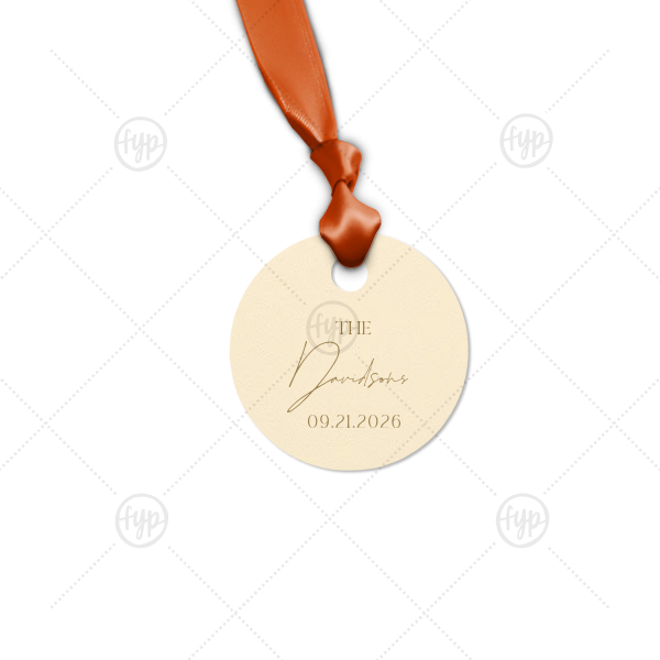 Boho Terracotta Wedding Date Gift Tag Letterpress Round Gift Tag