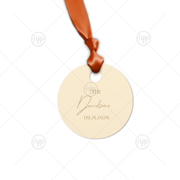 Boho Terracotta Wedding Date Gift Tag Letterpress Large Round Gift Tag