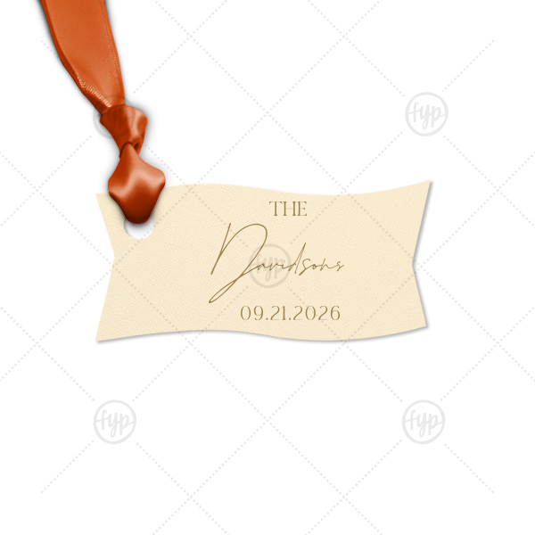 Boho Terracotta Wedding Date Gift Tag Letterpress Wave Gift Tag