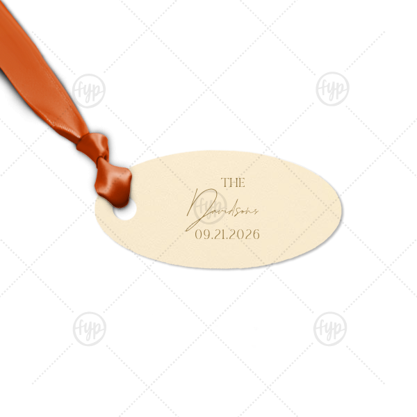 Boho Terracotta Wedding Date Gift Tag Oval Gift Tag (Letterpress)