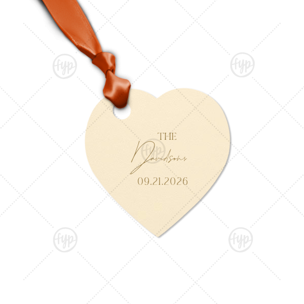 Boho Terracotta Wedding Date Gift Tag Letterpress Heart Gift Tag