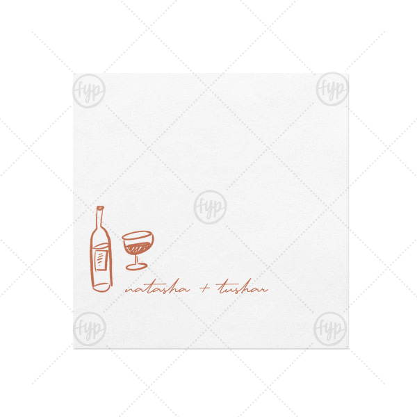 Boho Terracotta Line Art Wedding Napkin Cocktail Napkin (Foil)