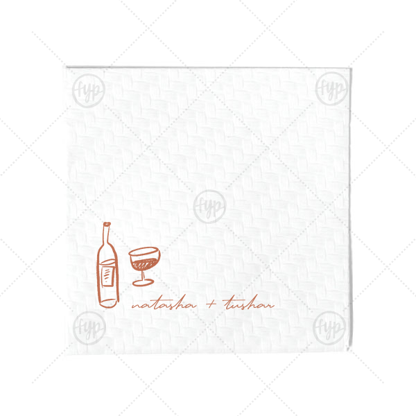 Boho Terracotta Line Art Wedding Napkin Cocktail Napkin (Foil)