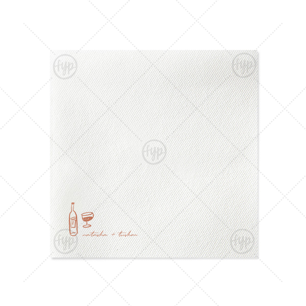 Boho Terracotta Line Art Wedding Napkin Extra-Large Dinner Napkin (Foil)