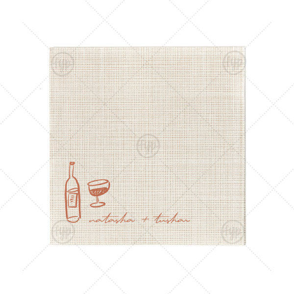 Boho Terracotta Line Art Wedding Napkin Cocktail Napkin (Foil)