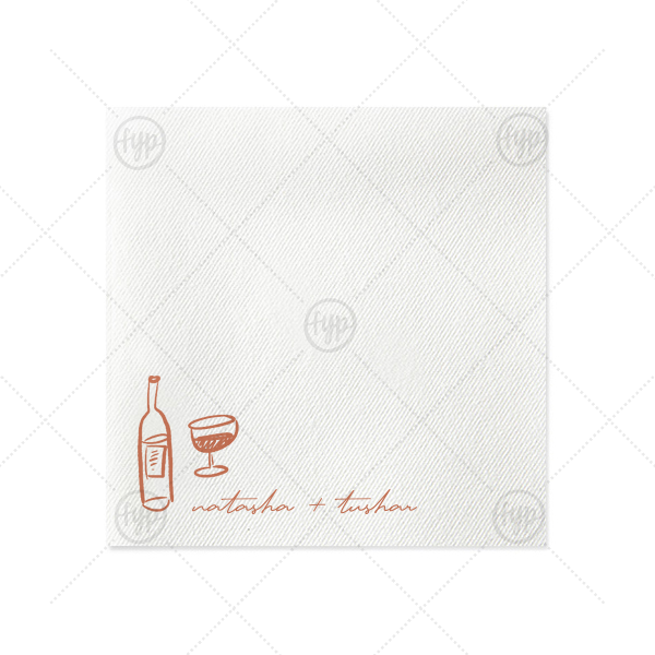 Boho Terracotta Line Art Wedding Napkin Cocktail Napkin (Foil)