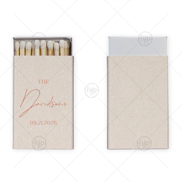Boho Terracotta Elegant Wedding Matchbook Classic Matchbox (Foil)