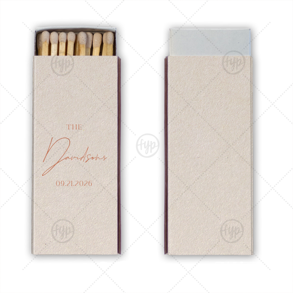 Boho Terracotta Elegant Wedding Matchbook Candle Matchbox (Foil)