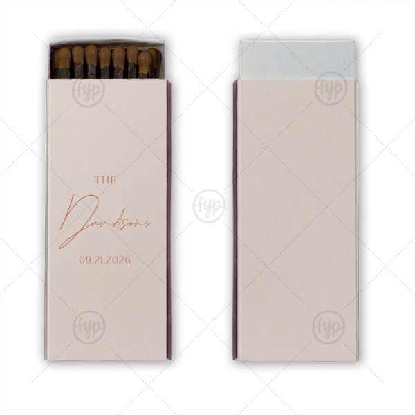 Boho Terracotta Elegant Wedding Matchbook Cigar Matchbox (Foil)