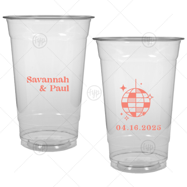 Retro Wedding Disco Ball Cup 20-oz. Soft Plastic Cup (Ink)