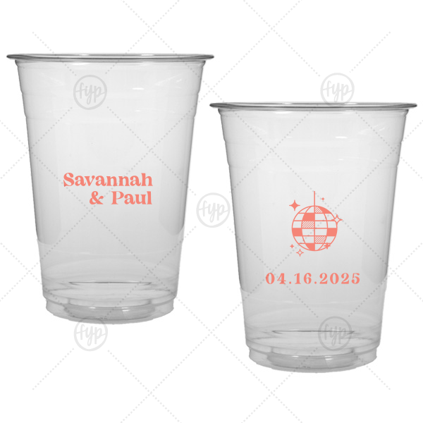 Retro Wedding Disco Ball Cup 16-oz. Soft Plastic Cup (Ink)
