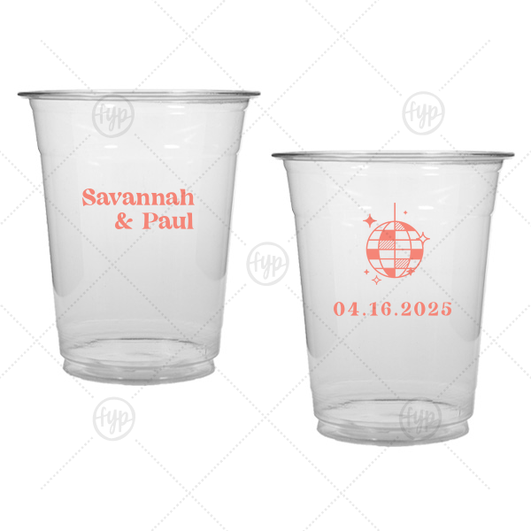 Retro Wedding Disco Ball Cup 12-oz. Soft Plastic Cup (Ink)
