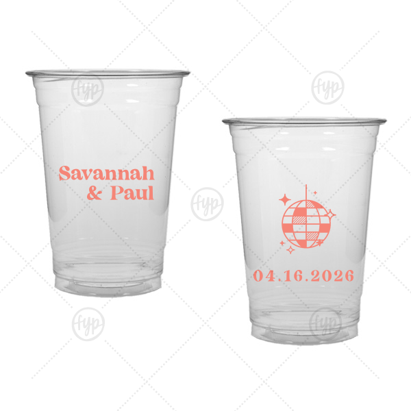 Retro Wedding Disco Ball Cup 10-oz. Soft Plastic Cup (Ink)