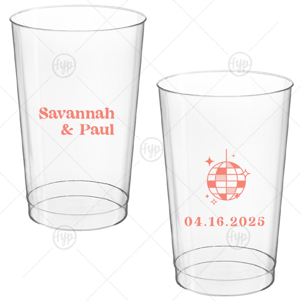 Retro Wedding Disco Ball Cup 14-oz. Hard Plastic Cup (Ink)