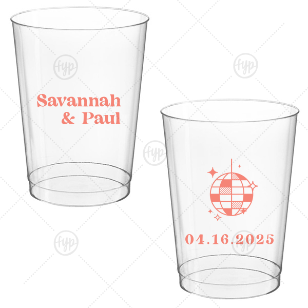 Retro Wedding Disco Ball Cup 10-oz. Hard Plastic Cup (Ink)