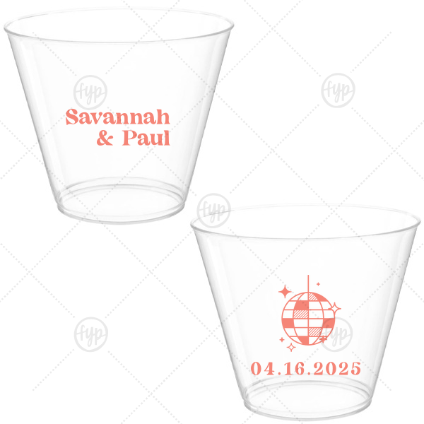 Retro Wedding Disco Ball Cup 9-oz. Hard Plastic Cup (Ink)