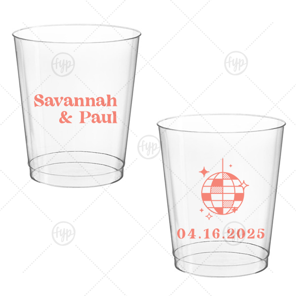Retro Wedding Disco Ball Cup 8-oz. Hard Plastic Cup (Ink)