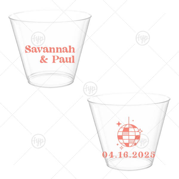 Retro Wedding Disco Ball Cup 5-oz. Hard Plastic Cup (Ink)