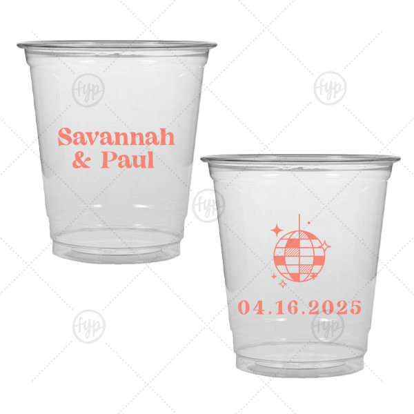 Retro Wedding Disco Ball Cup 8-oz. Soft Plastic Cup (Ink)