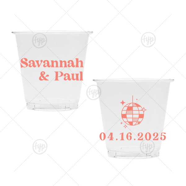 Retro Wedding Disco Ball Cup 3-oz. Soft Plastic Cup (Ink)