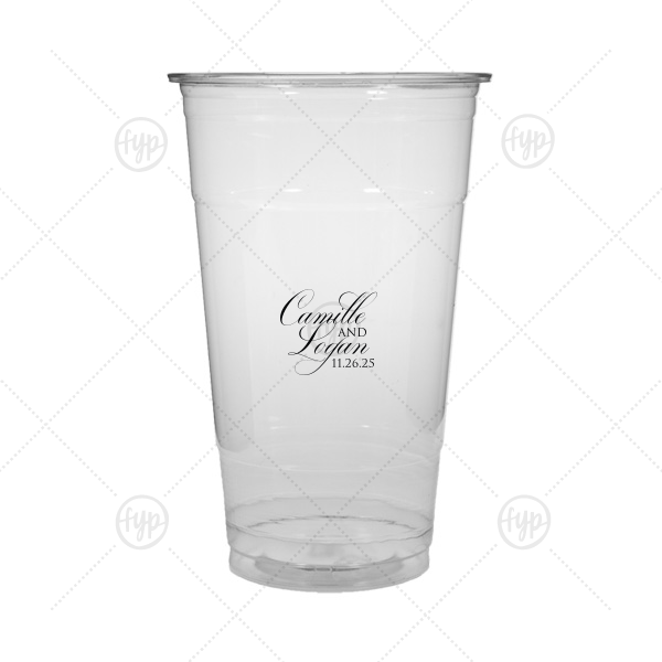 Elegant Swirl Script Names Cup 24-oz. Soft Plastic Cup (Ink)