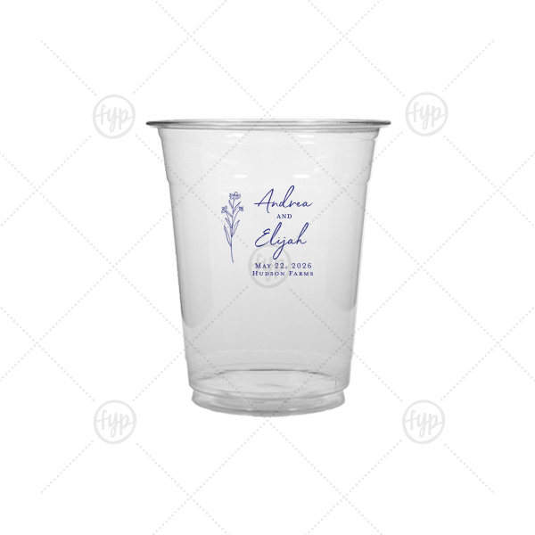 Wildflower Couple Names Wedding Cup 12-oz. Soft Plastic Cup (Ink)