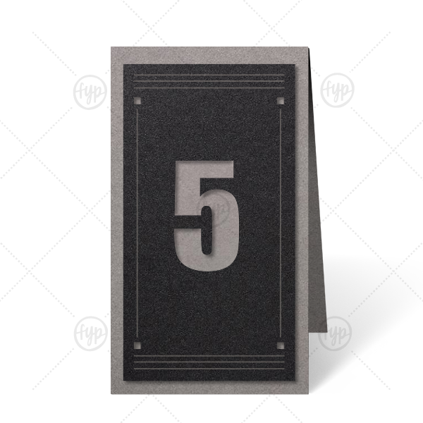 Dapper Deco Contour Euro | Complete your seating chart or escort cards with beautiful table numbers themed to perfection. This design has a sleek art deco inspired shadow cut that is sure to look spectacular on your tables.
