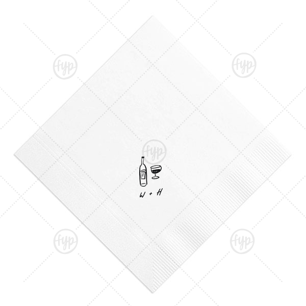 Vino Duo Sketch Napkin Luncheon Napkin (Foil)