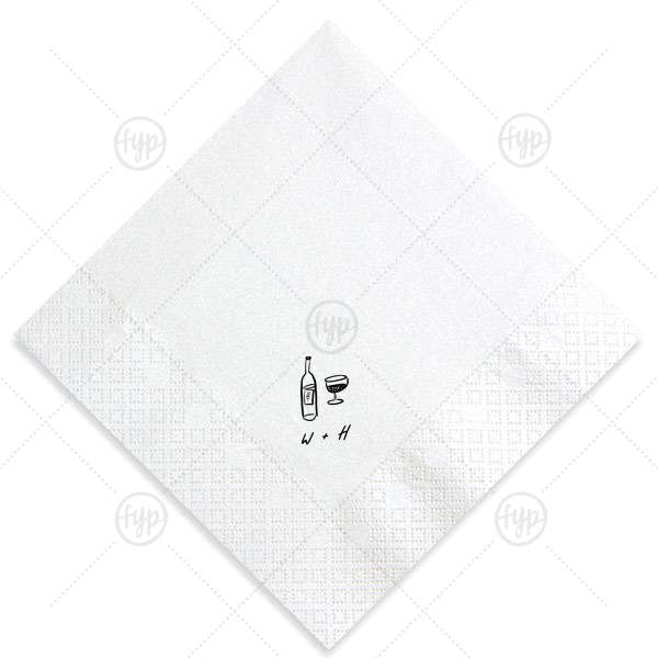 Vino Duo Sketch Napkin Luncheon Napkin (Foil)