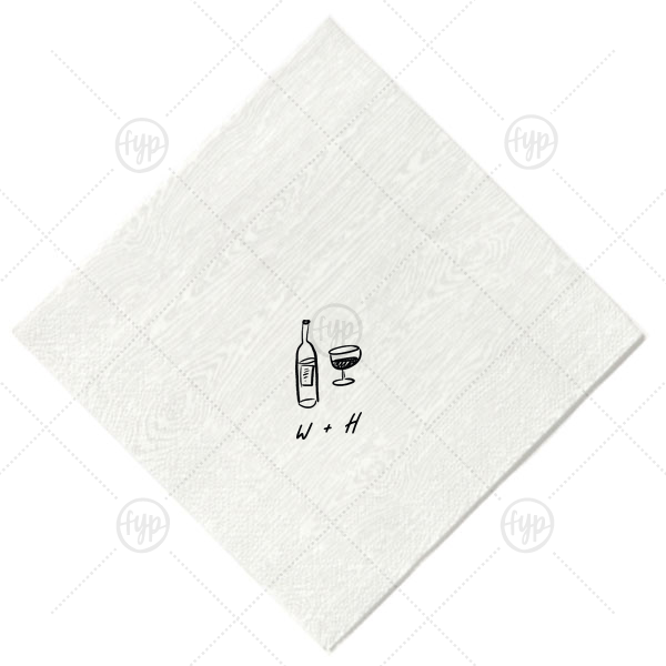 Vino Duo Sketch Napkin Cocktail Napkin (Foil)