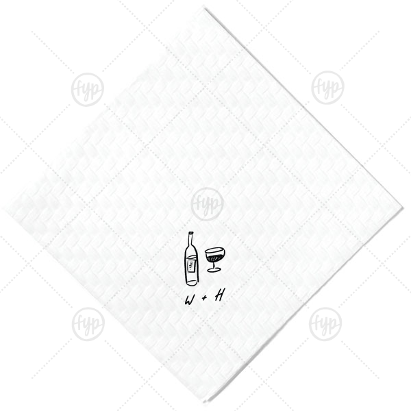 Vino Duo Sketch Napkin Cocktail Napkin (Foil)