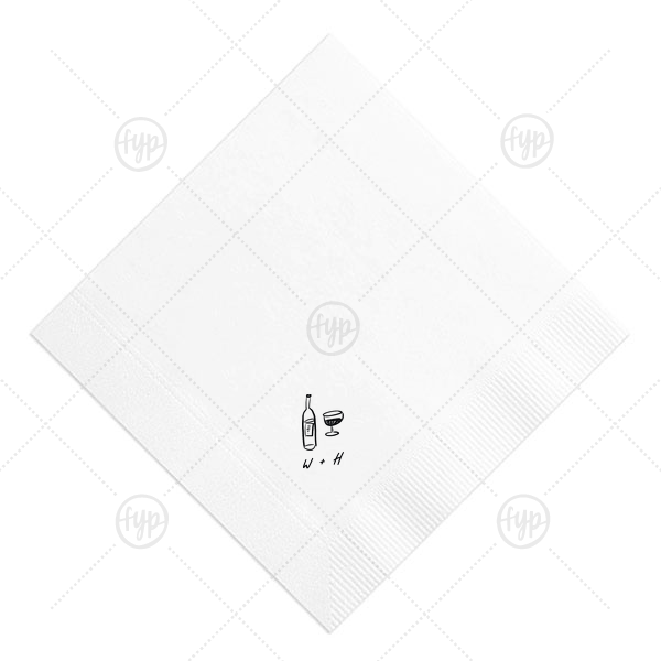 Vino Duo Sketch Napkin Dinner Napkin (Foil)