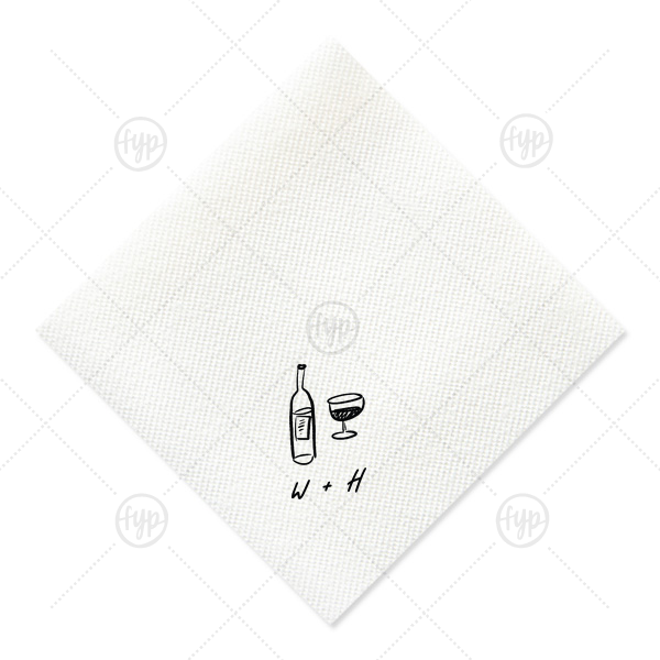 Vino Duo Sketch Napkin Petite Cocktail Napkin (Foil)