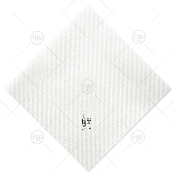 Vino Duo Sketch Napkin Extra-Large Dinner Napkin (Foil)