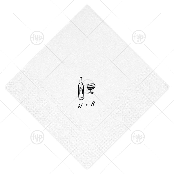 Vino Duo Sketch Napkin Cocktail Napkin (Foil)